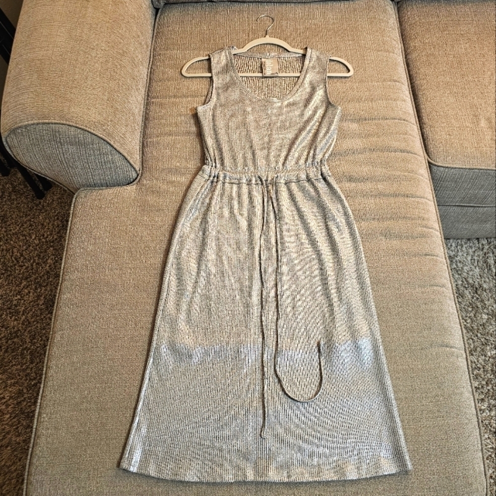 Anthro Dolan Left Coast Silver Sheath Boho Shimmer Midi Dress Size XXS Petite